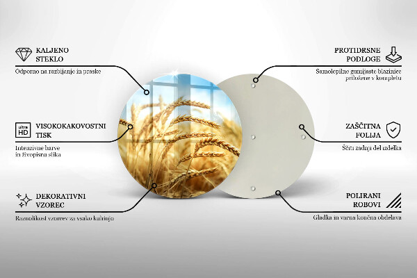 Skärbräda glas unik Öron av spannmål i fältet