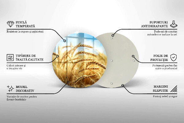 Skärbräda glas unik Öron av spannmål i fältet