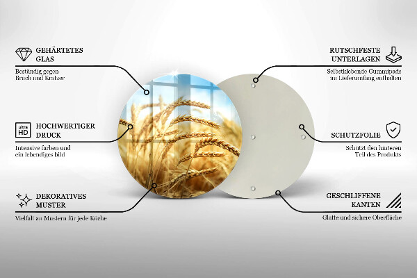 Skärbräda glas unik Öron av spannmål i fältet