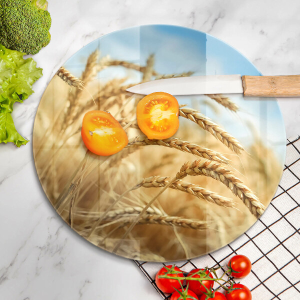 Skärbräda glas unik Öron av spannmål i fältet