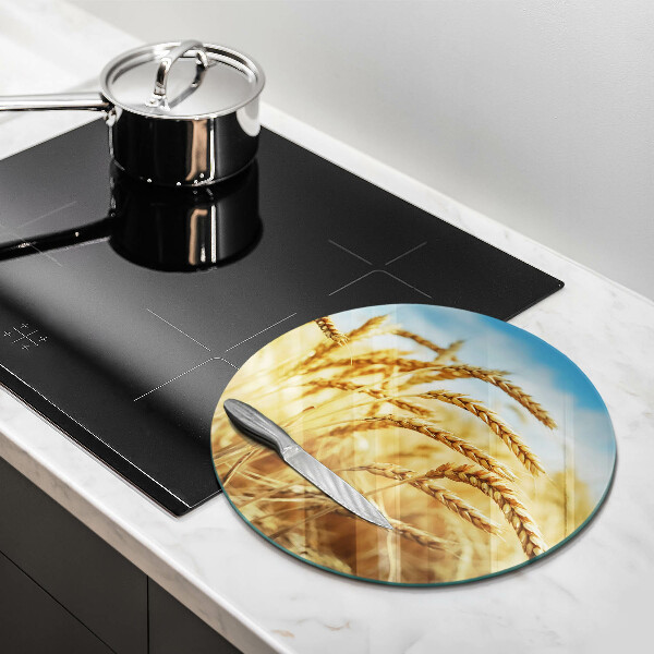 Skärbräda glas unik Öron av spannmål i fältet