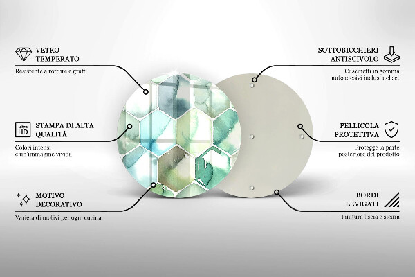 Skärbräda glas unik Akvarell hexagoner