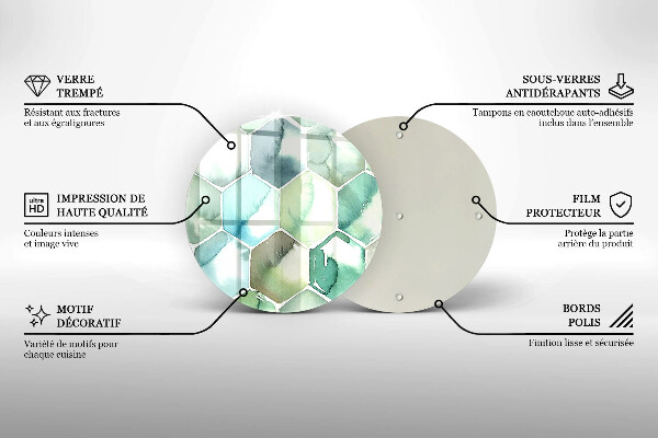 Skärbräda glas unik Akvarell hexagoner