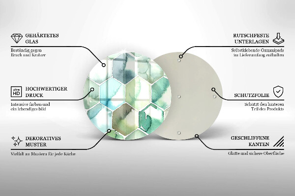 Skärbräda glas unik Akvarell hexagoner