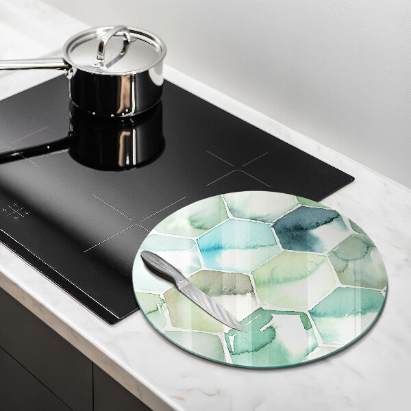 Skärbräda glas unik Akvarell hexagoner