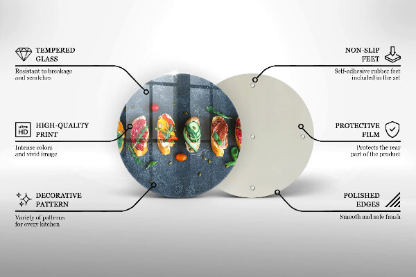 Skärbräda glas unik Färgglada smörgåsar