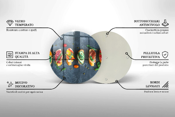 Skärbräda glas unik Färgglada smörgåsar