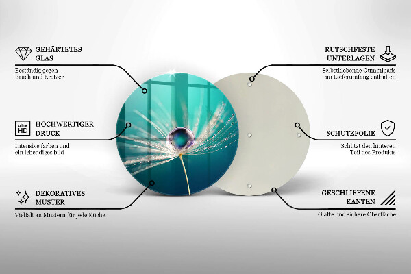 Skärbräda glas unik Dagg på en maskros