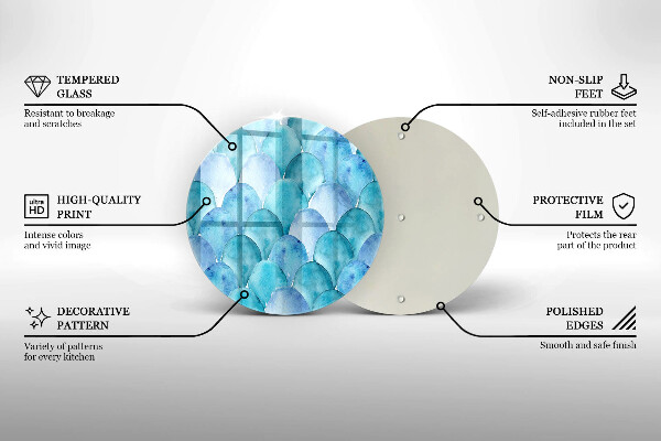 Skärbräda glas unik Akvarell skalor