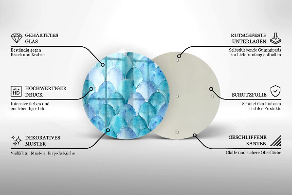 Skärbräda glas unik Akvarell skalor