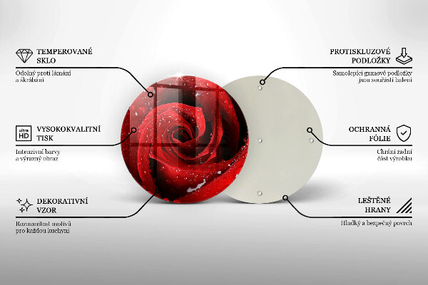 Skärbräda glas unik Rosen blomblad