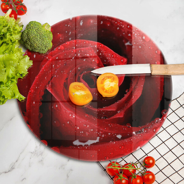 Skärbräda glas unik Rosen blomblad