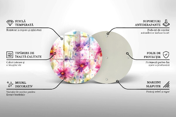 Skärbräda glas unik Målade blommor
