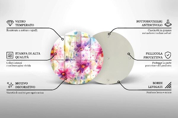 Skärbräda glas unik Målade blommor
