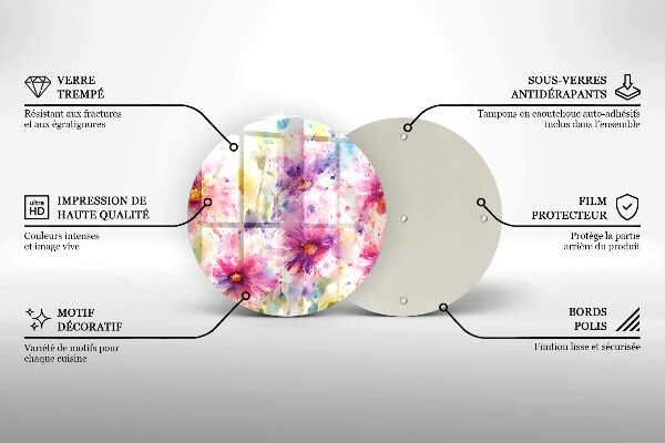 Skärbräda glas unik Målade blommor