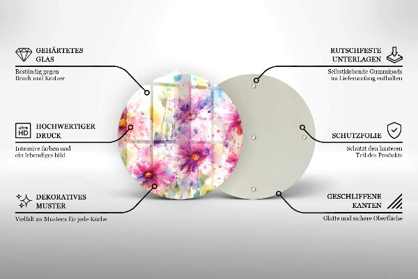 Skärbräda glas unik Målade blommor