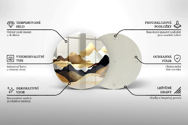 Skärbräda glas unik Abstrakta gyllene berg