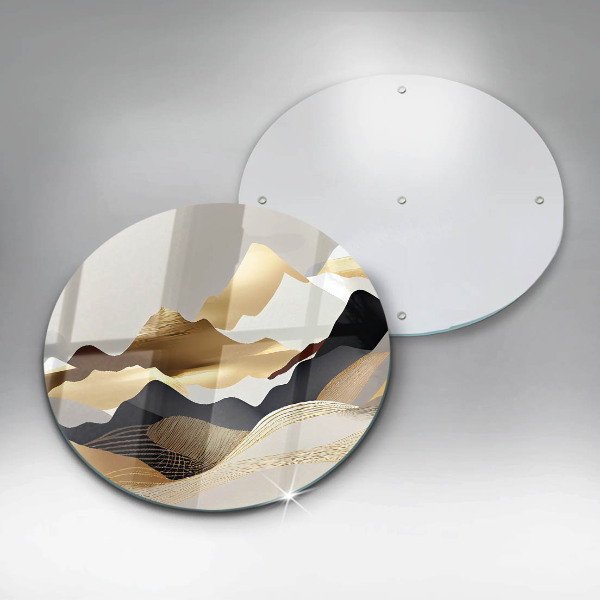 Skärbräda glas unik Abstrakta gyllene berg