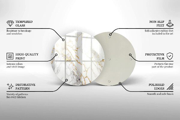 Skärbräda glas unik Ljus marmor med guld