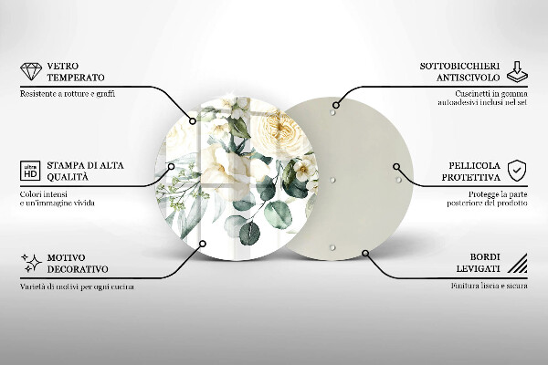 Skärbräda glas unik Akvarell blommor