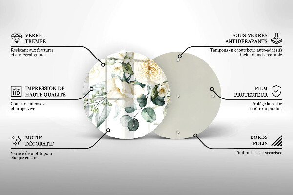 Skärbräda glas unik Akvarell blommor