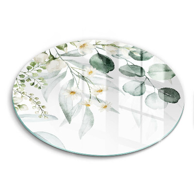 Skärbräda glas unik Akvarellväxter