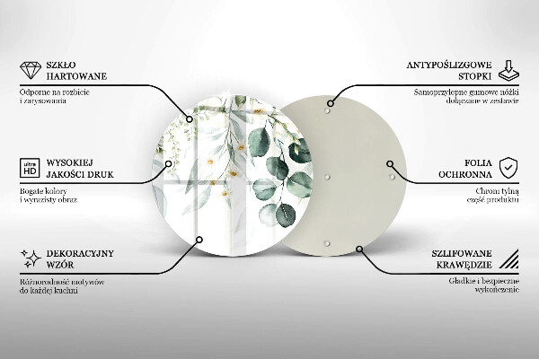 Skärbräda glas unik Akvarellväxter