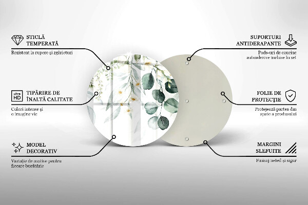 Skärbräda glas unik Akvarellväxter