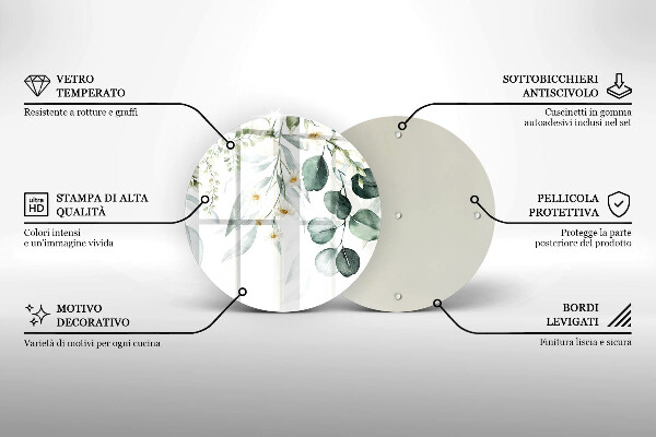 Skärbräda glas unik Akvarellväxter