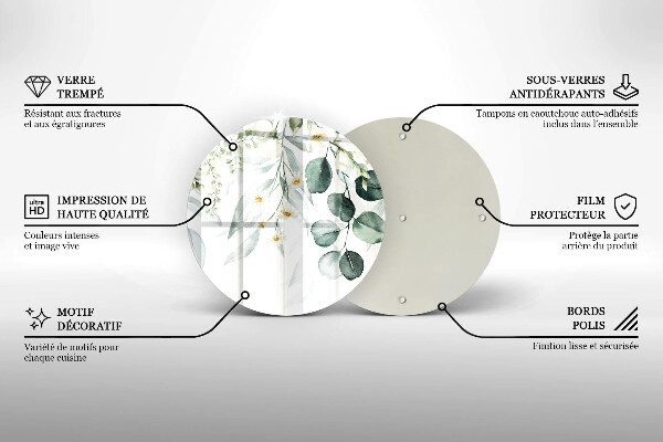 Skärbräda glas unik Akvarellväxter
