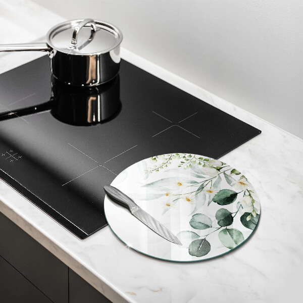 Skärbräda glas unik Akvarellväxter