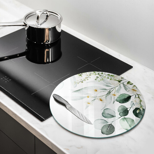 Skärbräda glas unik Akvarellväxter