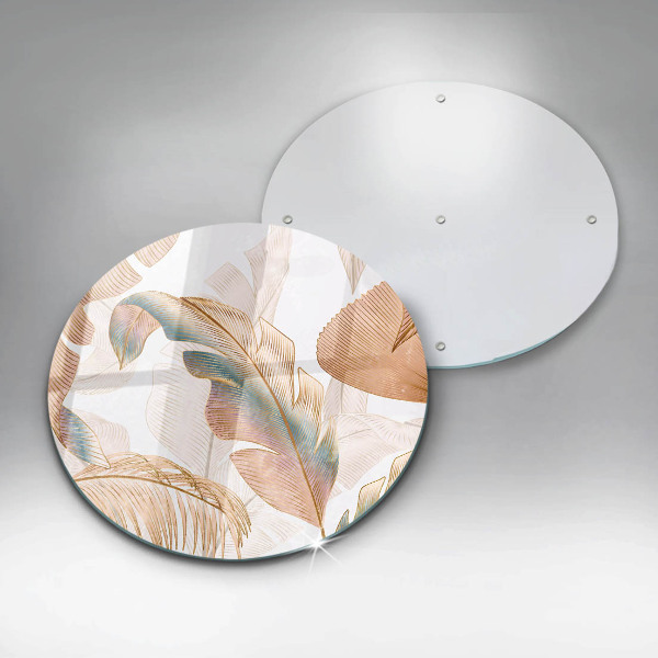 Skärbräda glas unik Boho fjädrar och löv