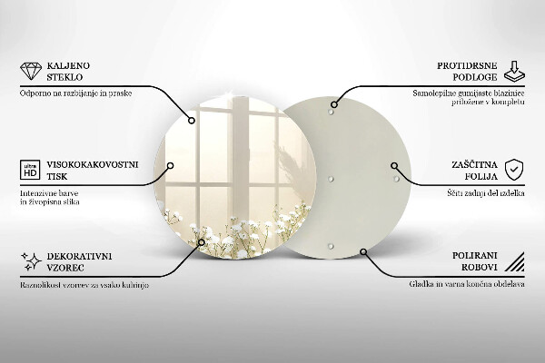 Skärbräda glas unik Bohoblommor i gips