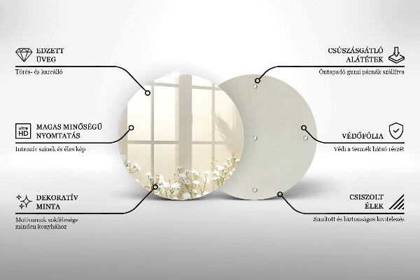 Skärbräda glas unik Bohoblommor i gips