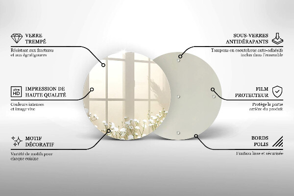 Skärbräda glas unik Bohoblommor i gips