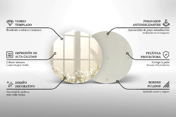 Skärbräda glas unik Bohoblommor i gips