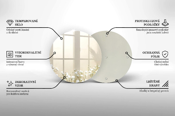 Skärbräda glas unik Bohoblommor i gips