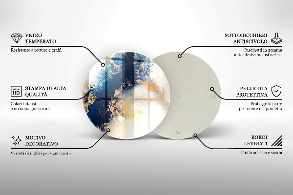 Skärbräda glas unik Abstraktion med blått