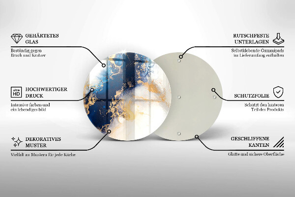 Skärbräda glas unik Abstraktion med blått