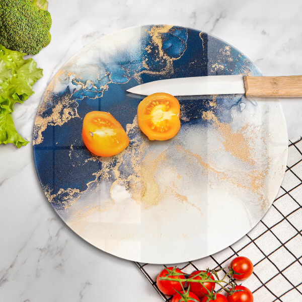 Skärbräda glas unik Abstraktion med blått