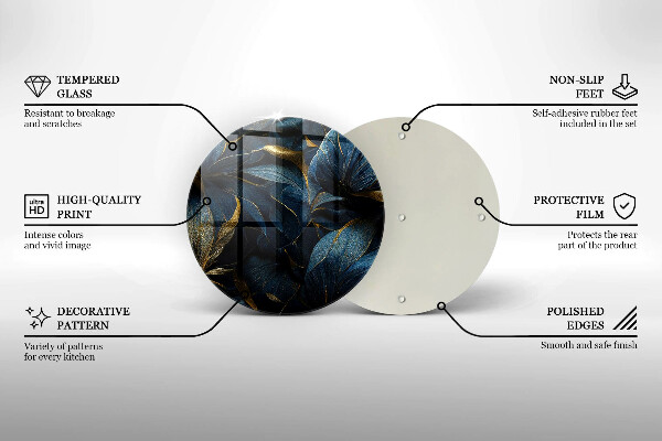 Skärbräda glas unik Dekorativa blad med guld