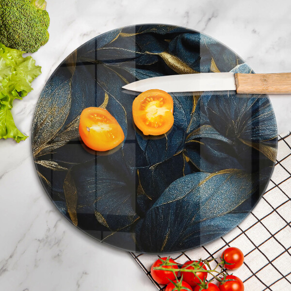 Skärbräda glas unik Dekorativa blad med guld