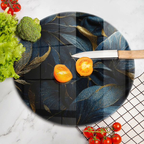 Skärbräda glas unik Dekorativa blad med guld