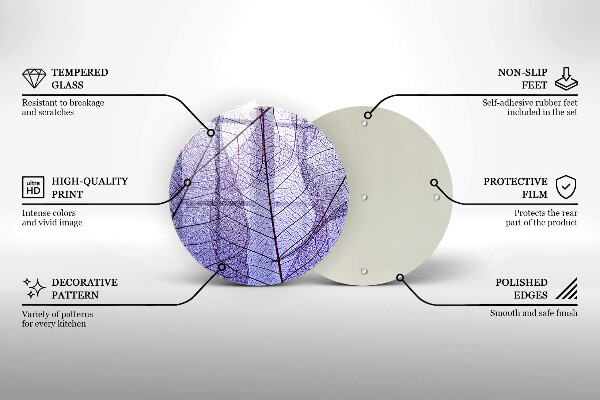 Skärbräda glas unik Blad med ådror