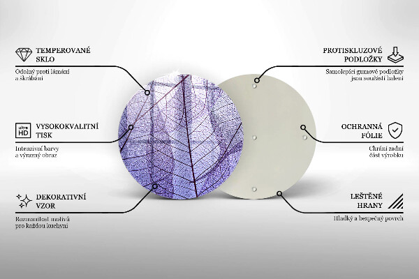 Skärbräda glas unik Blad med ådror