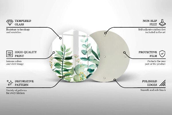Skärbräda glas unik Växtblad illustration