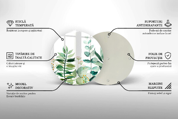 Skärbräda glas unik Växtblad illustration
