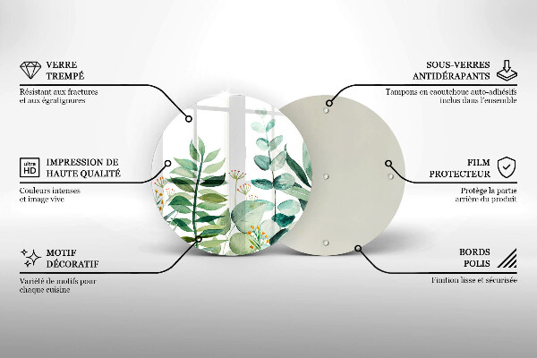 Skärbräda glas unik Växtblad illustration