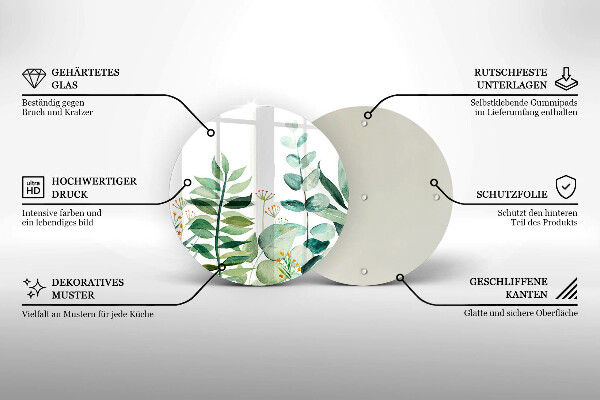 Skärbräda glas unik Växtblad illustration